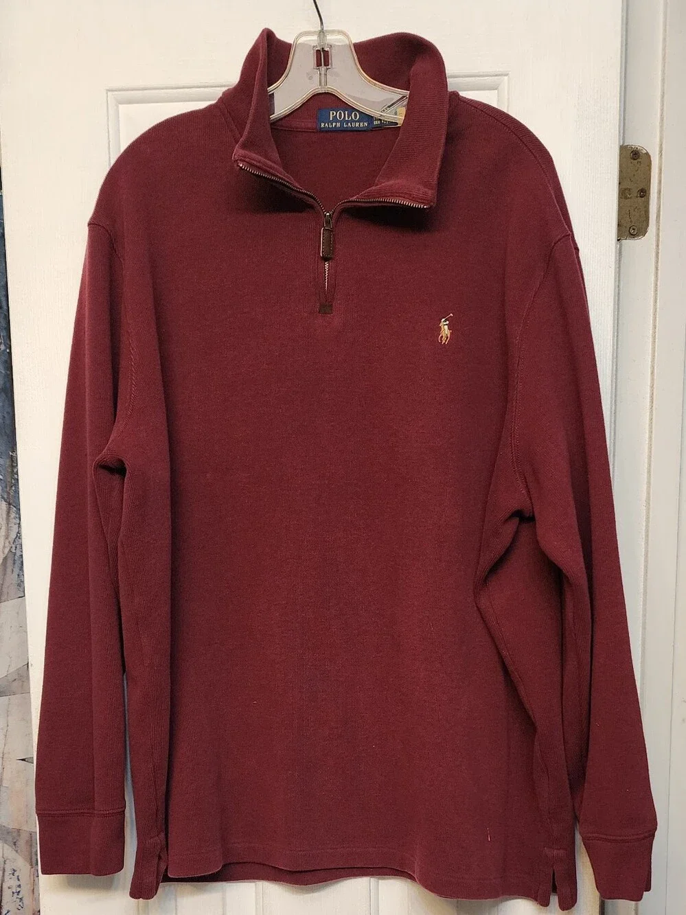 Polo Ralph Lauren Men’s XXL Burgundy Quarter Zip Pullover Pony Logo Long Sleeve
